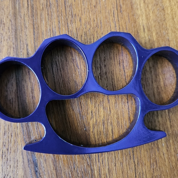 Belt Buckle Knuckles, Solid Steel, Polished Purple Color - Picture 2 of 4